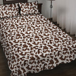 Brown And White Cow Pattern Print Quilt Bed Set