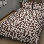 Brown And White Cow Pattern Print Quilt Bed Set