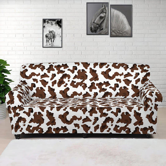 Brown And White Cow Pattern Print Sofa Cover
