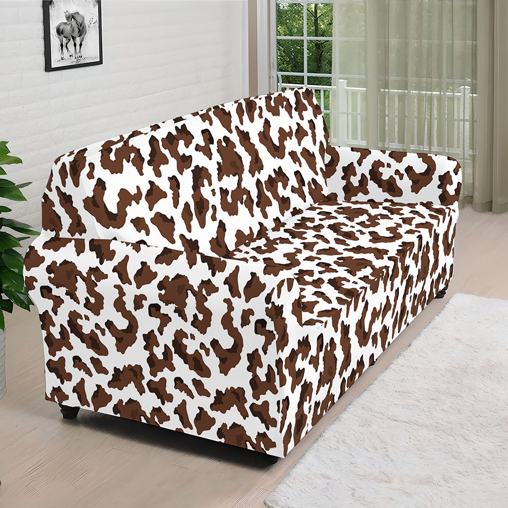 Brown And White Cow Pattern Print Sofa Cover