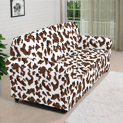 Brown And White Cow Pattern Print Sofa Cover