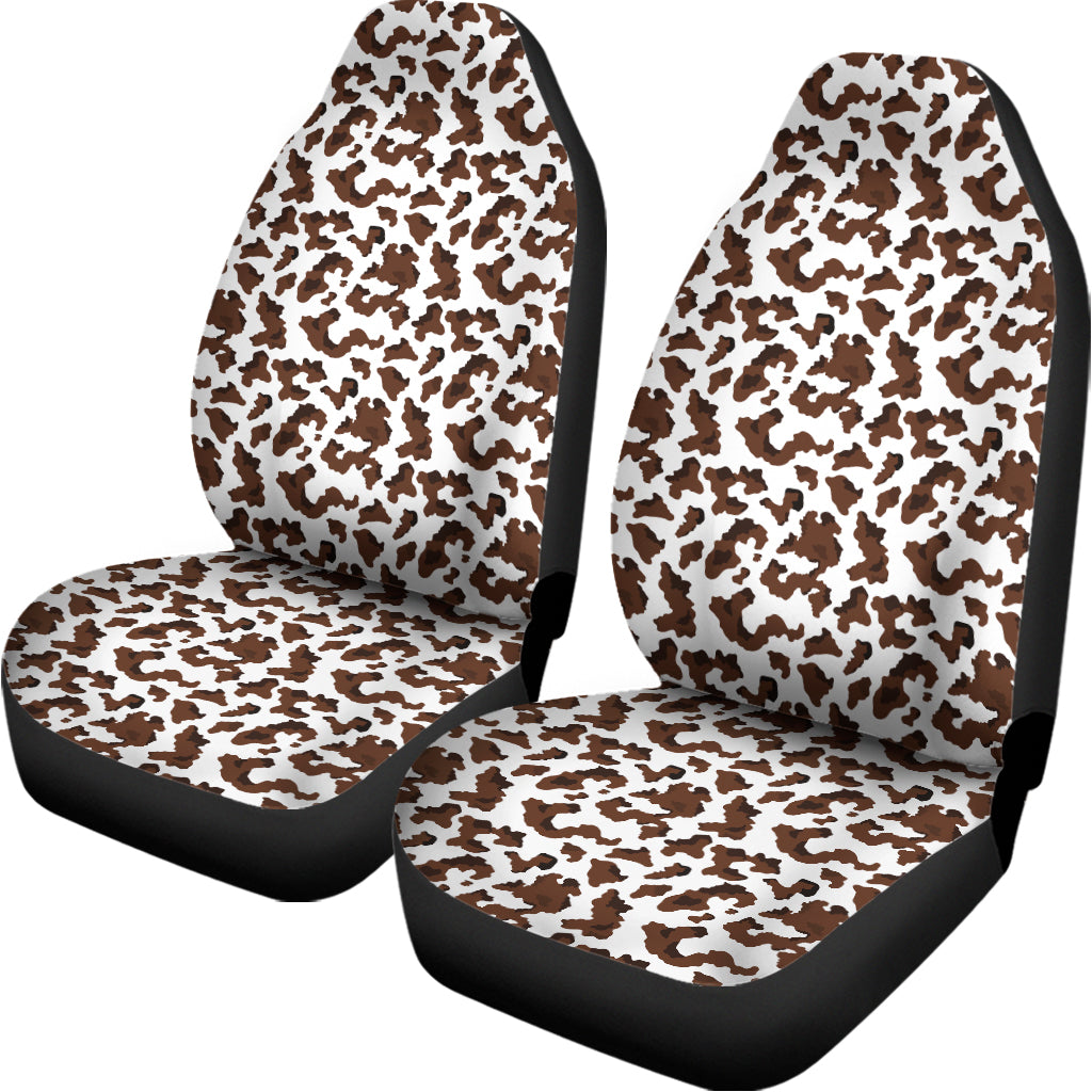 Brown And White Cow Pattern Print Universal Fit Car Seat Covers