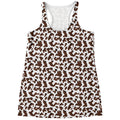 Brown And White Cow Pattern Print Women's Racerback Tank Top