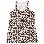 Brown And White Cow Pattern Print Women's Racerback Tank Top