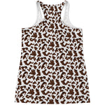 Brown And White Cow Pattern Print Women's Racerback Tank Top