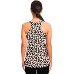 Brown And White Cow Pattern Print Women's Racerback Tank Top
