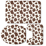 Brown And White Cow Print 3 Piece Bath Mat Set