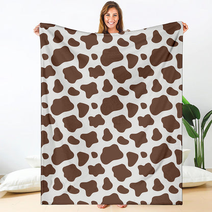 Brown And White Cow Print Blanket