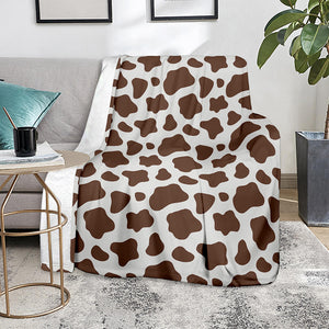 Brown And White Cow Print Blanket