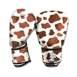 Brown And White Cow Print Boxing Gloves