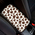 Brown And White Cow Print Car Center Console Cover