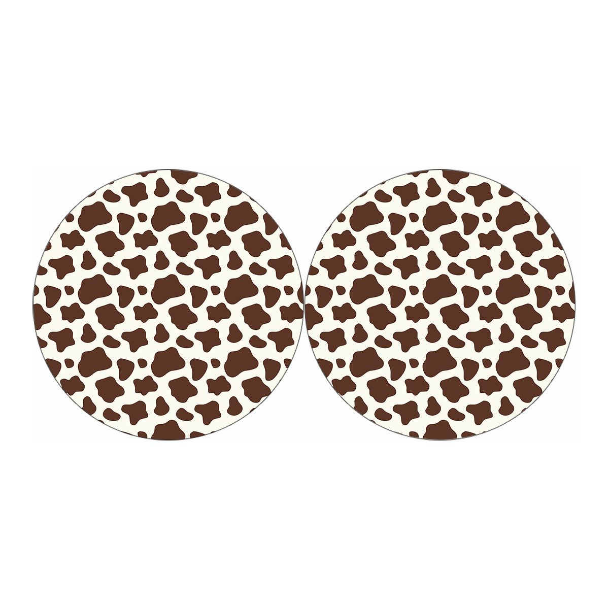 Brown And White Cow Print Car Coasters
