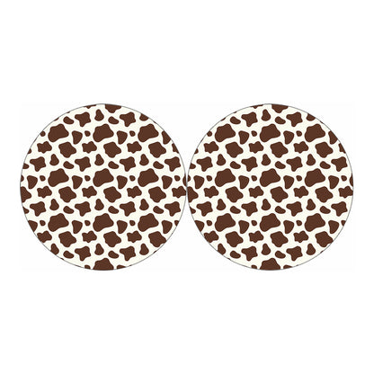 Brown And White Cow Print Car Coasters