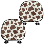 Brown And White Cow Print Car Headrest Covers