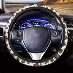 Brown And White Cow Print Car Steering Wheel Cover