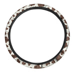 Brown And White Cow Print Car Steering Wheel Cover