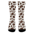 Brown And White Cow Print Crew Socks