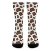Brown And White Cow Print Crew Socks