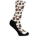 Brown And White Cow Print Crew Socks