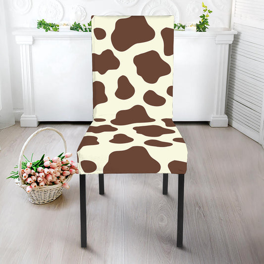 Brown And White Cow Print Dining Chair Slipcover