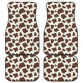 Brown And White Cow Print Front and Back Car Floor Mats