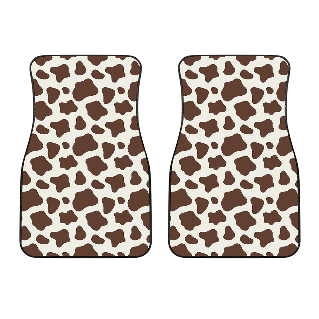 Brown And White Cow Print Front Car Floor Mats