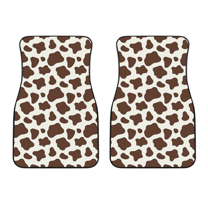 Brown And White Cow Print Front Car Floor Mats