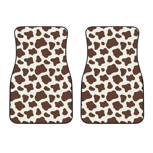 Brown And White Cow Print Front Car Floor Mats