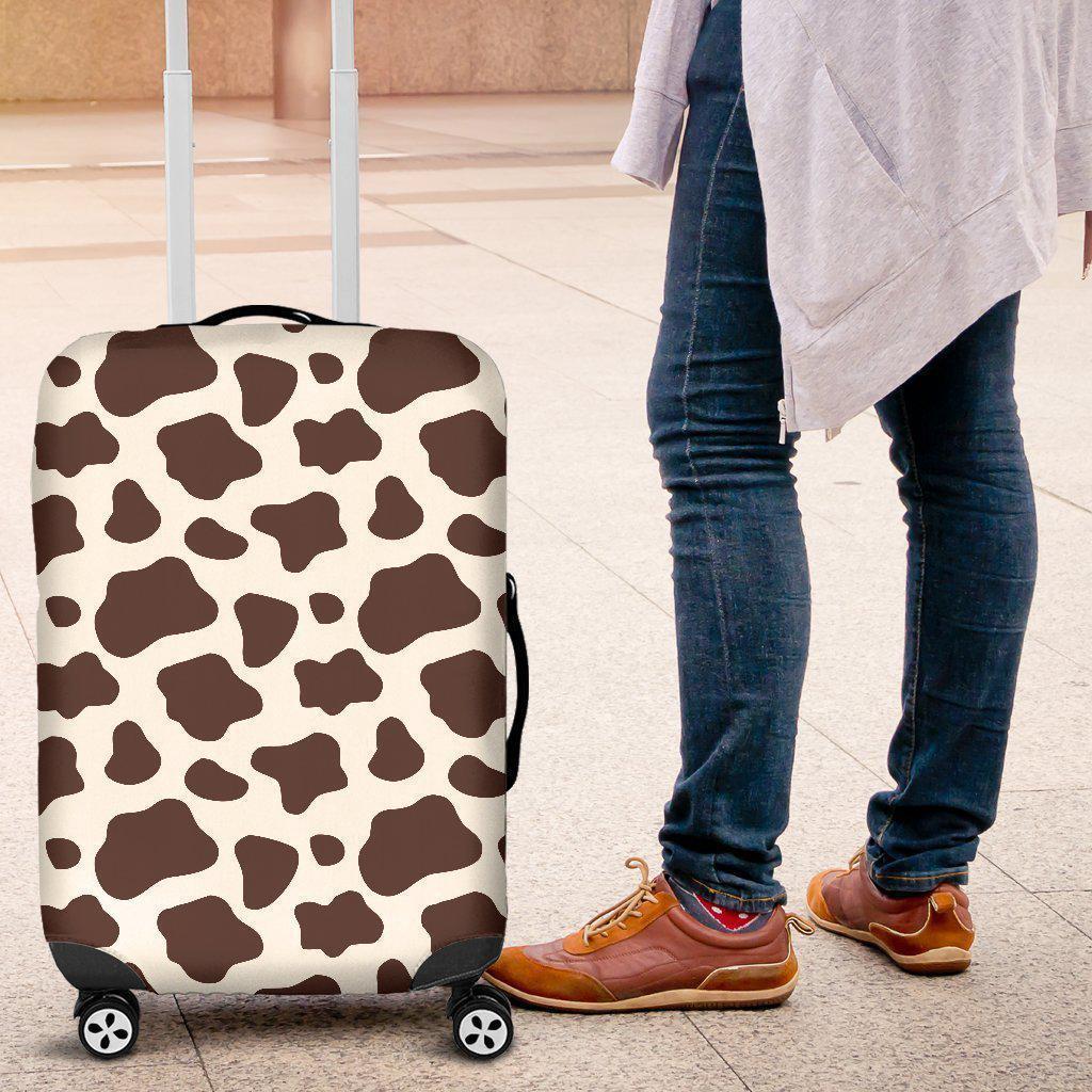 Brown And White Cow Print Luggage Cover GearFrost