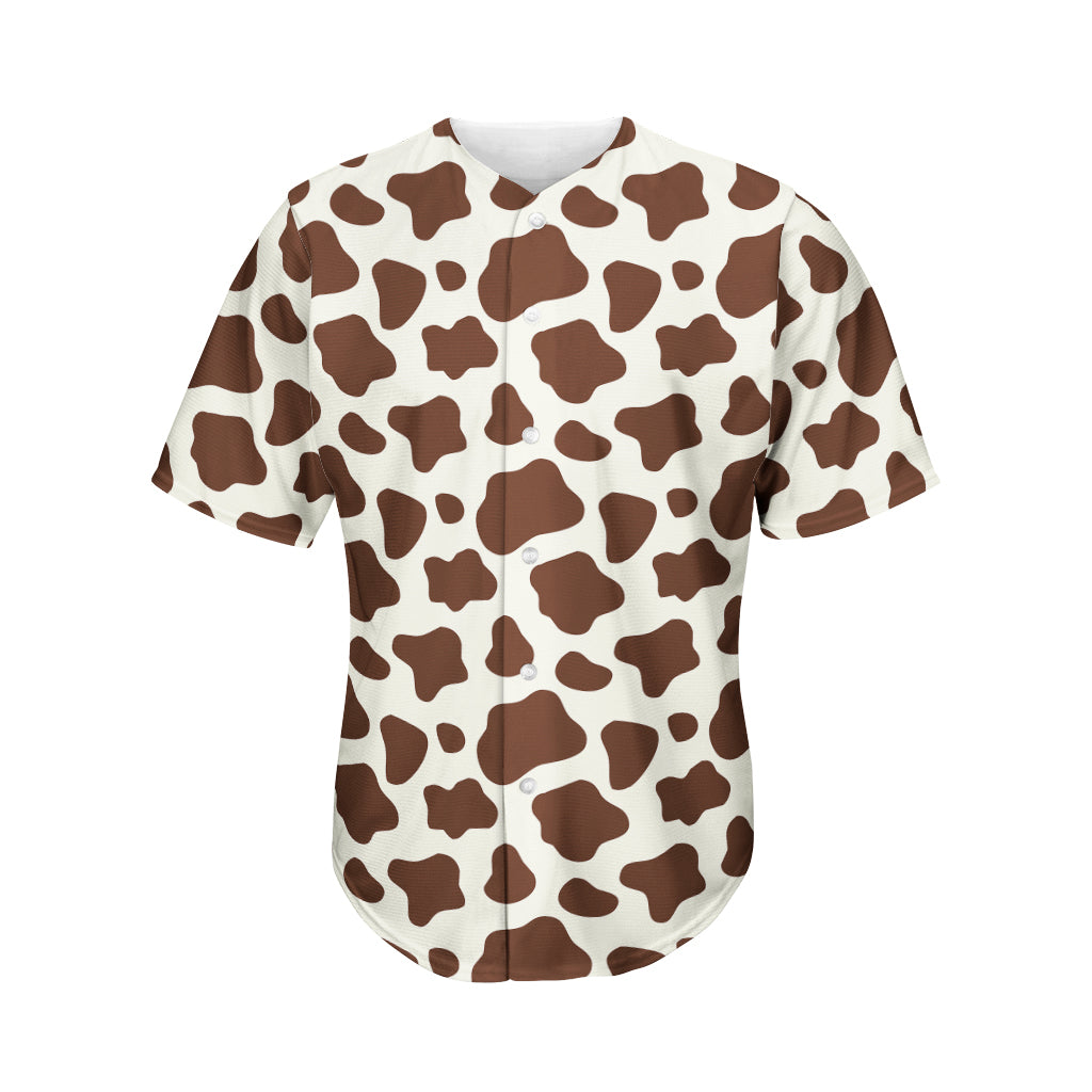 Brown And White Cow Print Men's Baseball Jersey