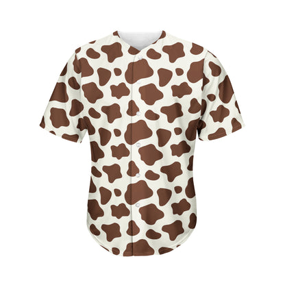 Brown And White Cow Print Men's Baseball Jersey