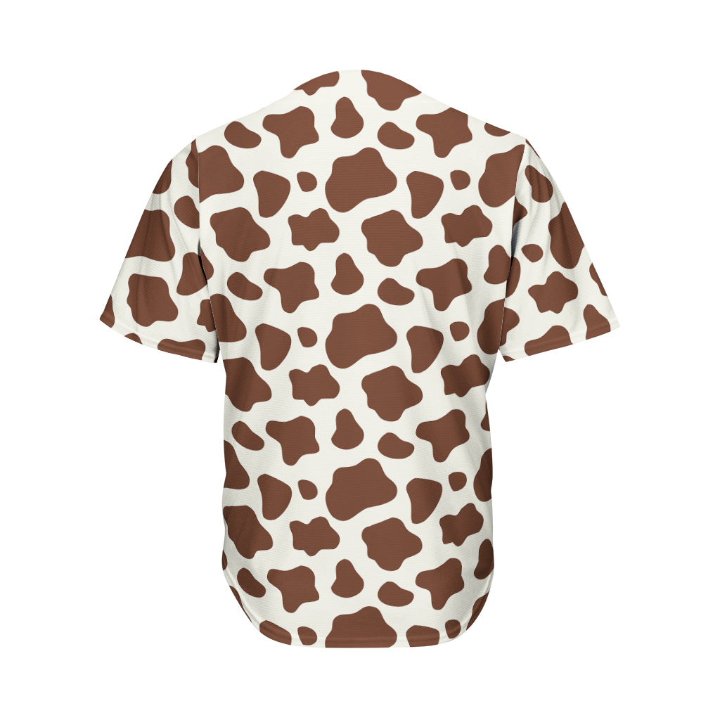 Brown And White Cow Print Men's Baseball Jersey
