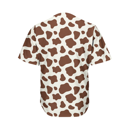 Brown And White Cow Print Men's Baseball Jersey