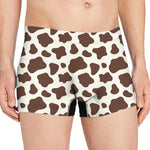 Brown And White Cow Print Men's Boxer Briefs