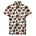 Brown And White Cow Print Men's Short Sleeve Shirt