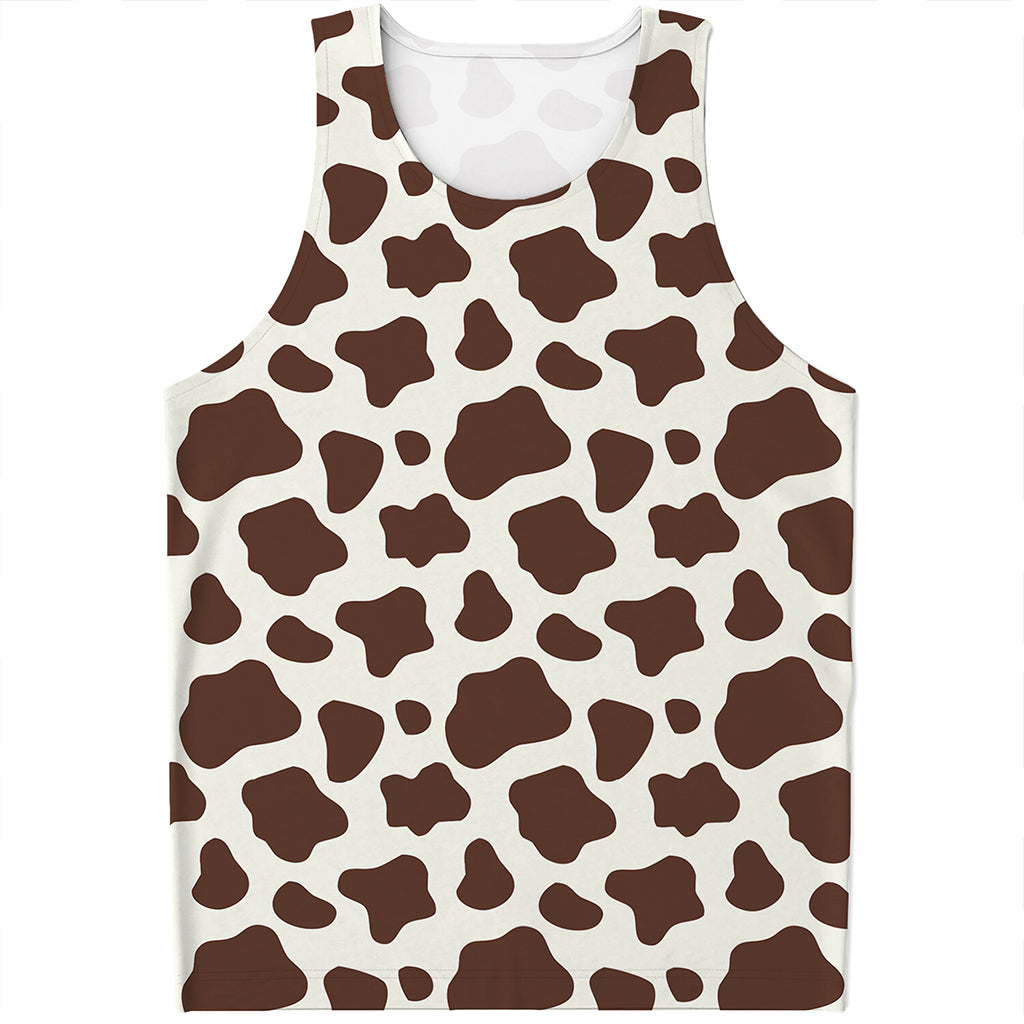 Brown And White Cow Print Men's Tank Top