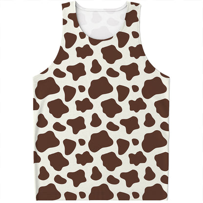 Brown And White Cow Print Men's Tank Top