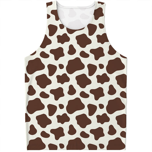 Brown And White Cow Print Men's Tank Top