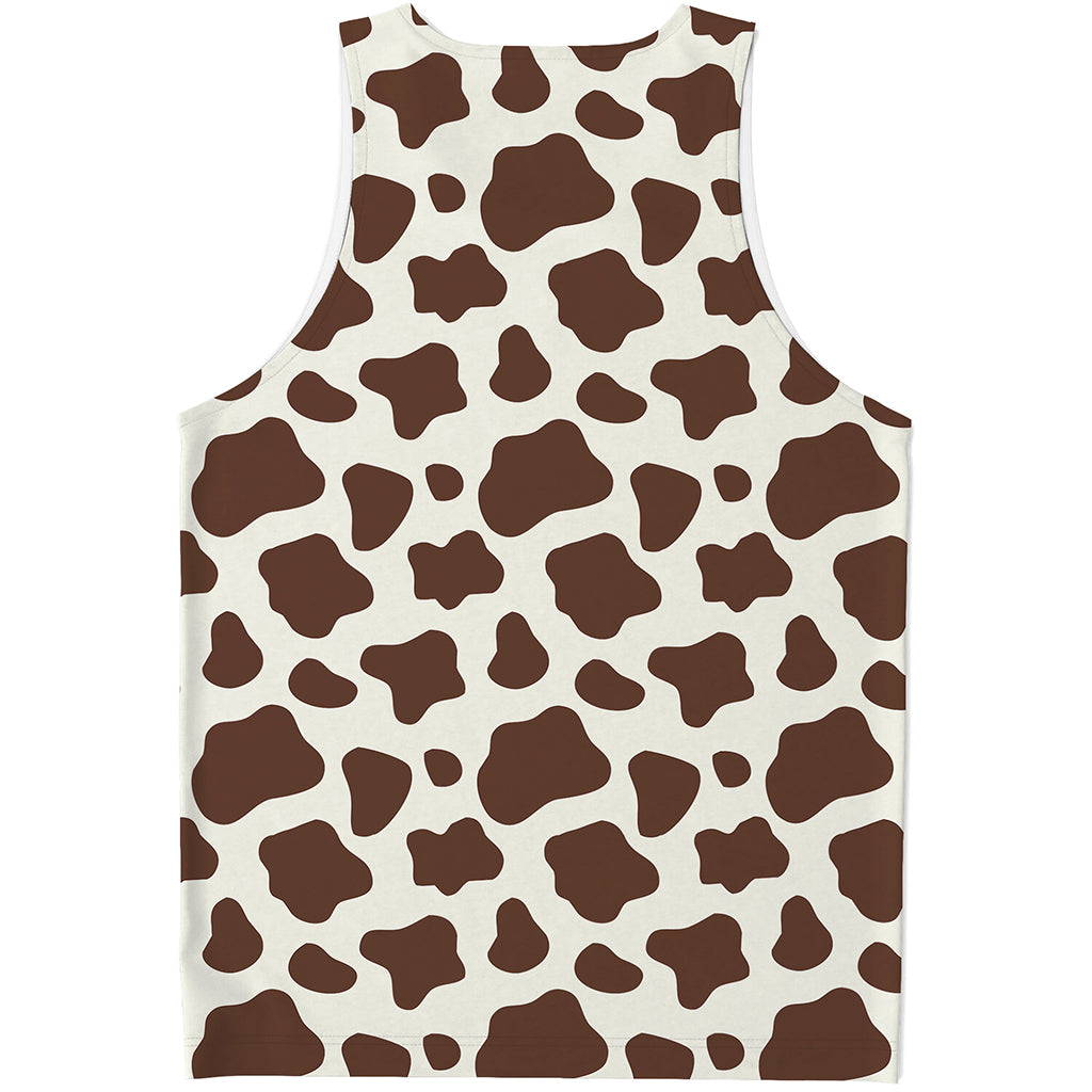 Brown And White Cow Print Men's Tank Top