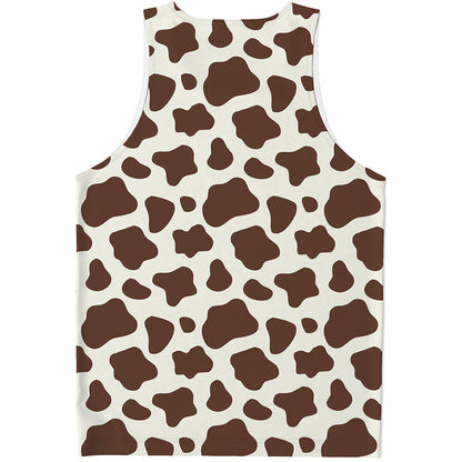 Brown And White Cow Print Men's Tank Top