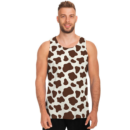 Brown And White Cow Print Men's Tank Top
