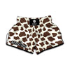 Brown And White Cow Print Muay Thai Boxing Shorts