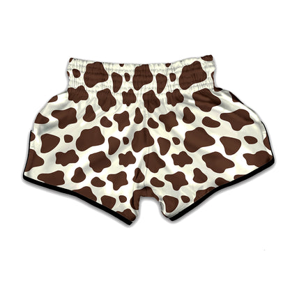 Brown And White Cow Print Muay Thai Boxing Shorts