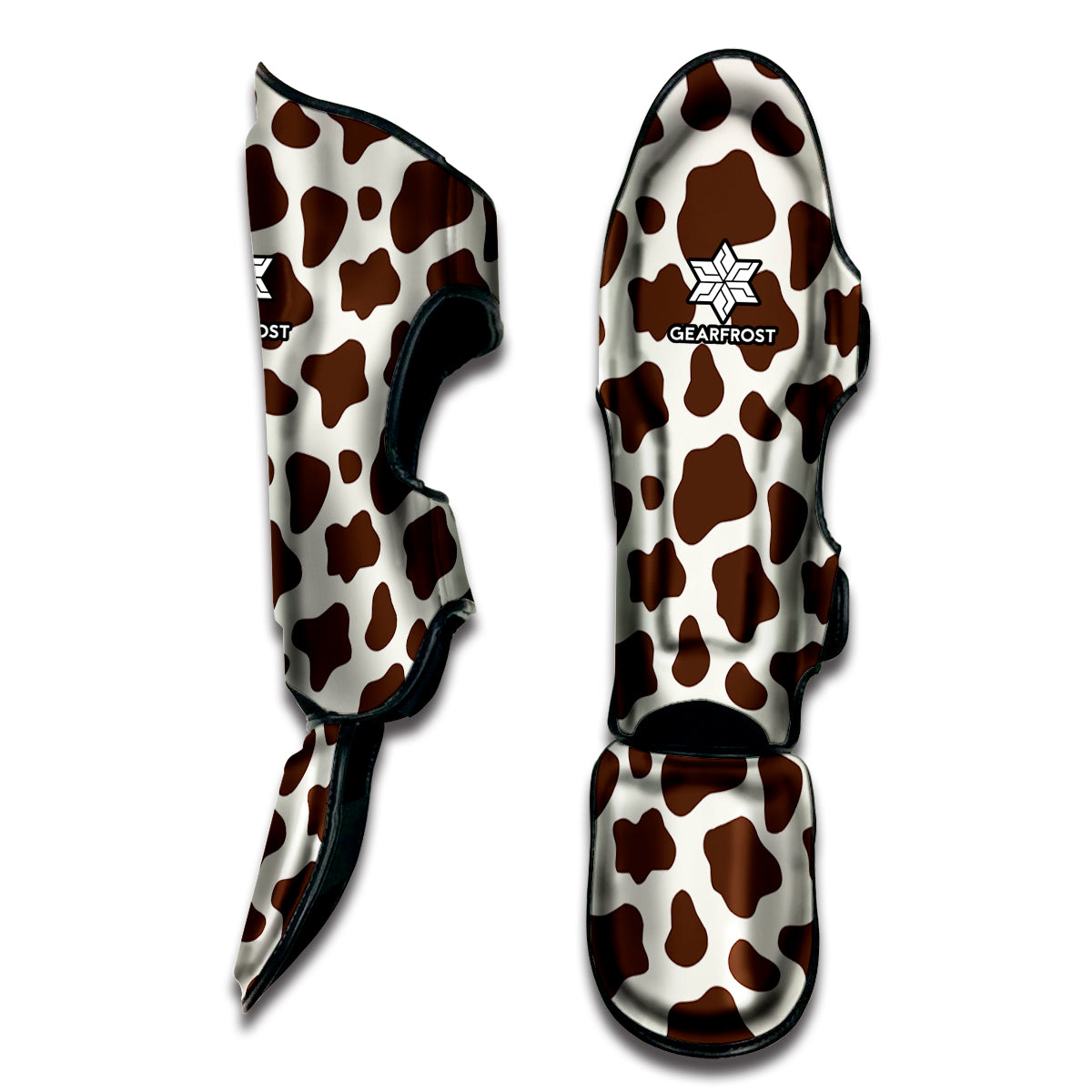 Brown And White Cow Print Muay Thai Shin Guard