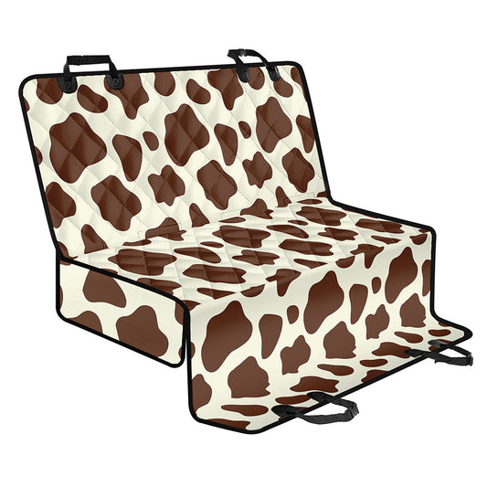 Brown And White Cow Print Pet Car Back Seat Cover