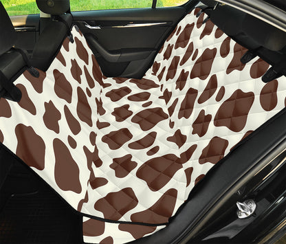 Brown And White Cow Print Pet Car Back Seat Cover