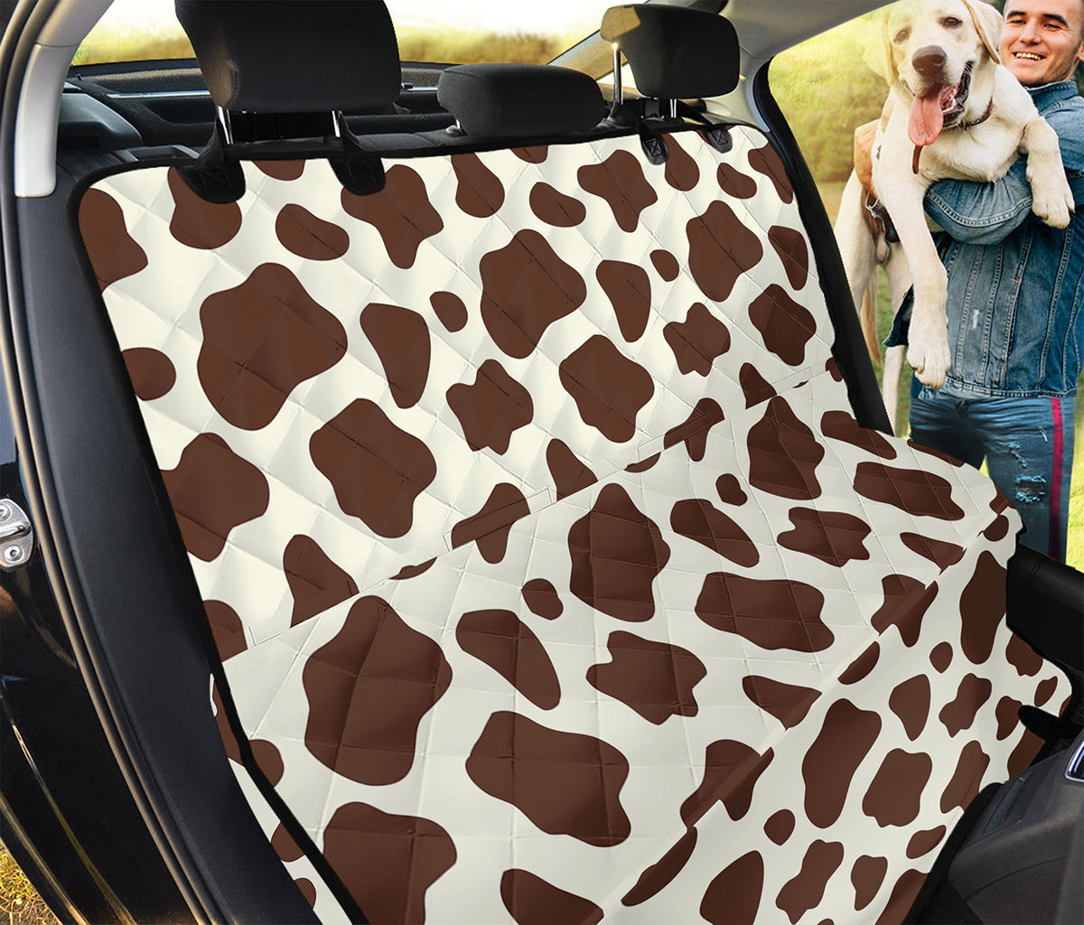 Brown And White Cow Print Pet Car Back Seat Cover
