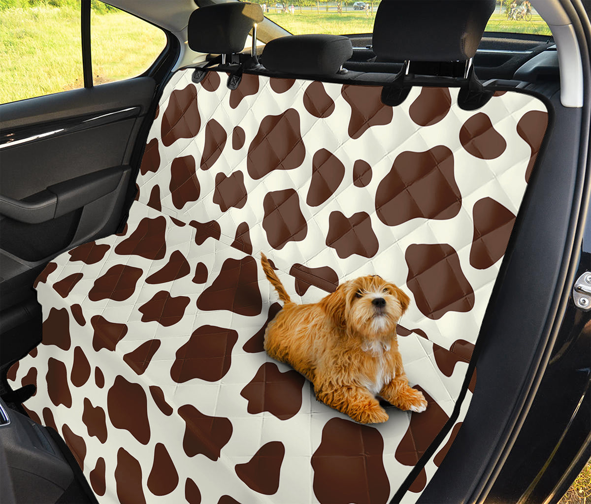 Brown And White Cow Print Pet Car Back Seat Cover