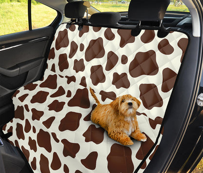 Brown And White Cow Print Pet Car Back Seat Cover