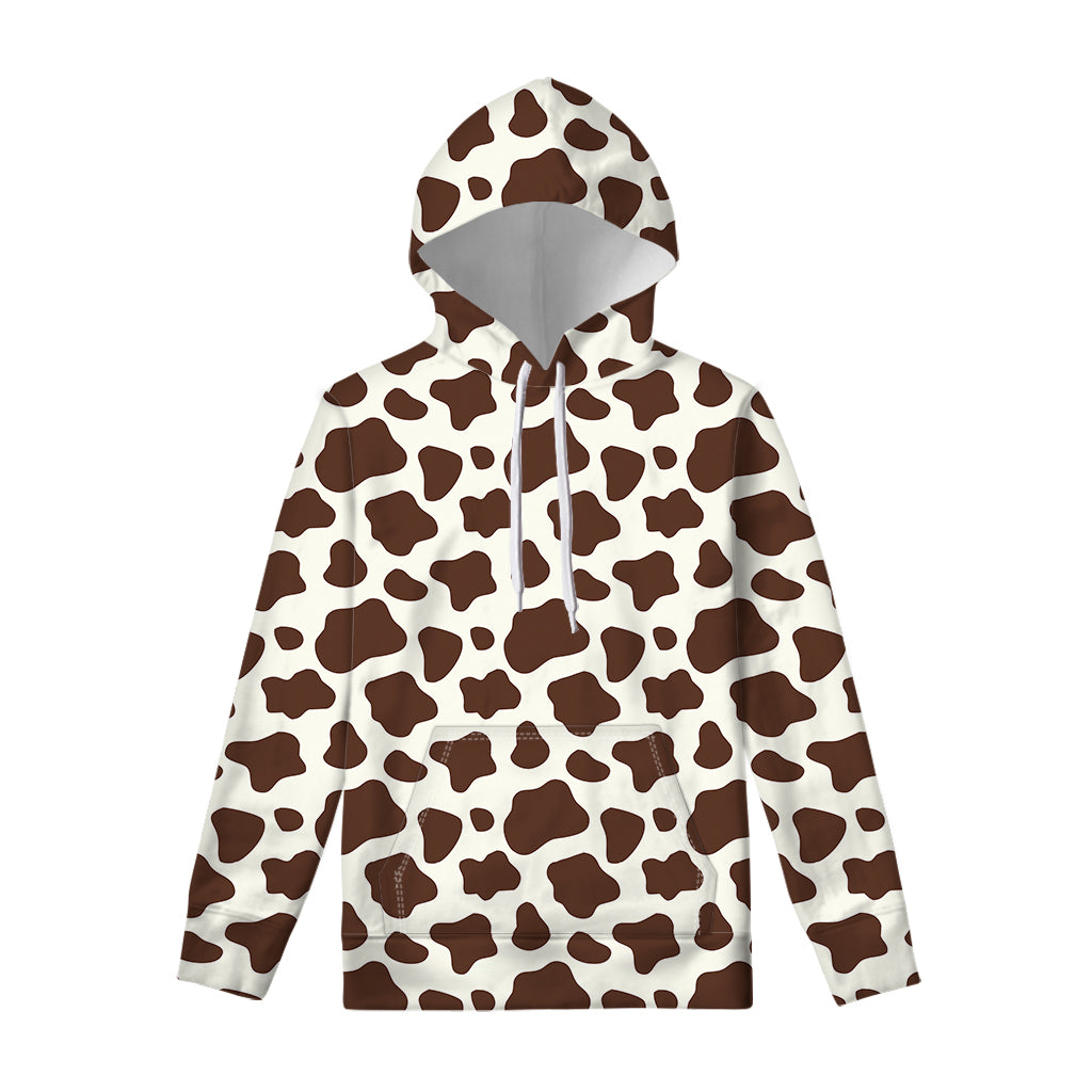 Brown And White Cow Print Pullover Hoodie
